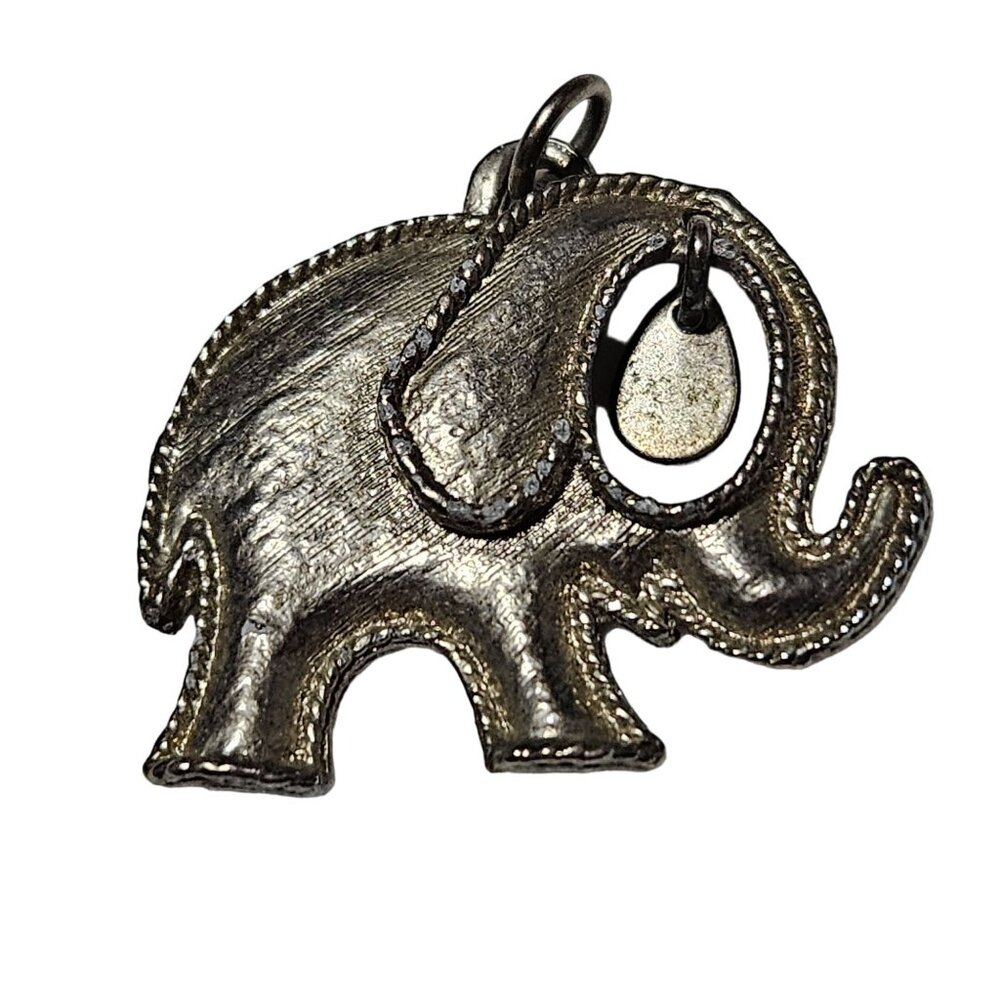 Antique Elephant Charm Pendant Dangling Eye Silver Tone Fashion Jewelry Women